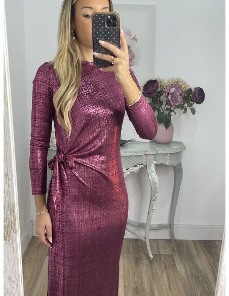 Vestido nudo brillo buganvilla