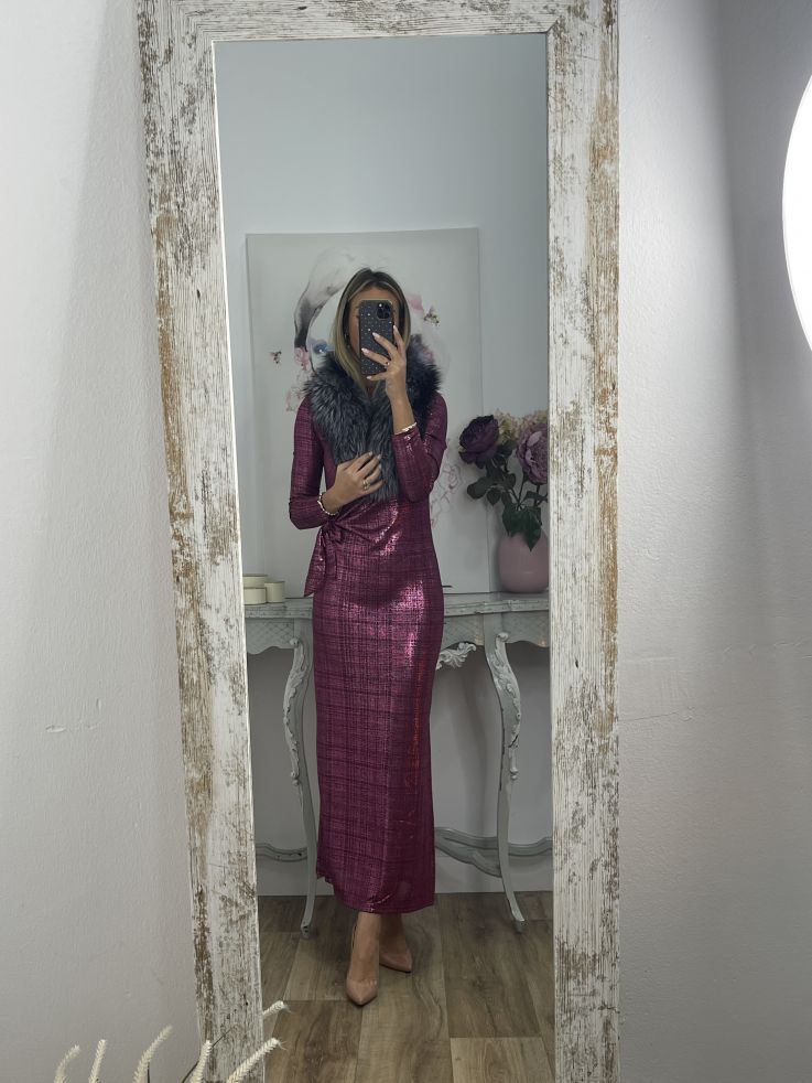 Vestido nudo brillo buganvilla