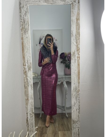 Vestido nudo brillo buganvilla