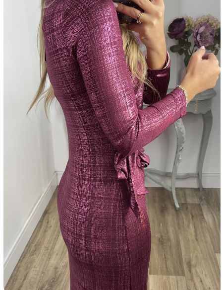 Vestido nudo brillo buganvilla