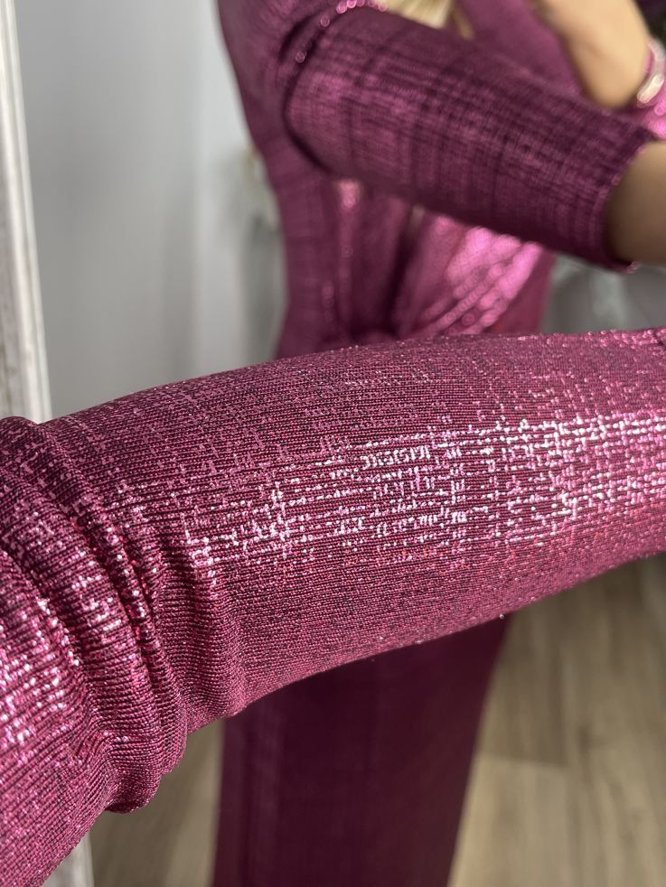 Vestido nudo brillo buganvilla