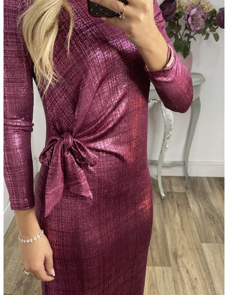 Vestido nudo brillo buganvilla