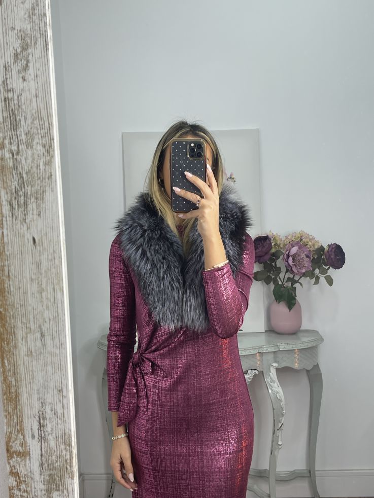 Vestido nudo brillo buganvilla