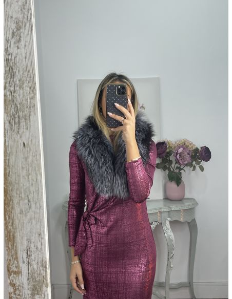 Vestido nudo brillo buganvilla