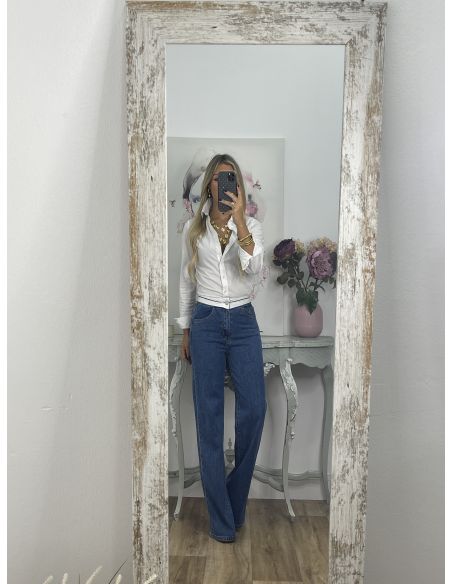 Jeans cinturilla blanca