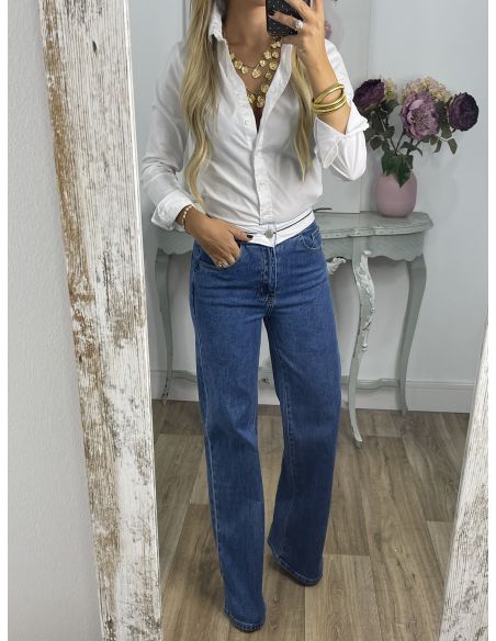 Jeans cinturilla blanca