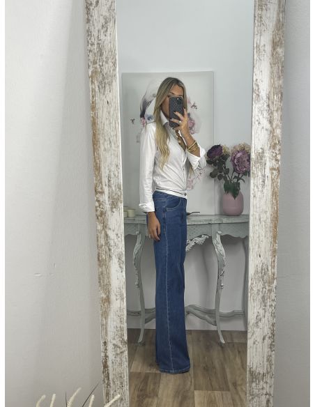 Jeans cinturilla blanca