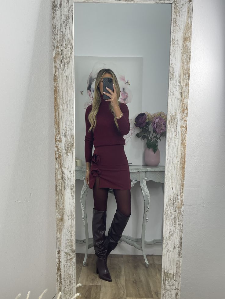 Falda pantalón flores burdeos