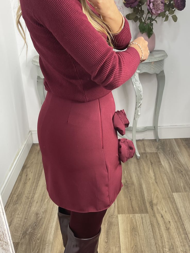 Falda pantalón flores burdeos