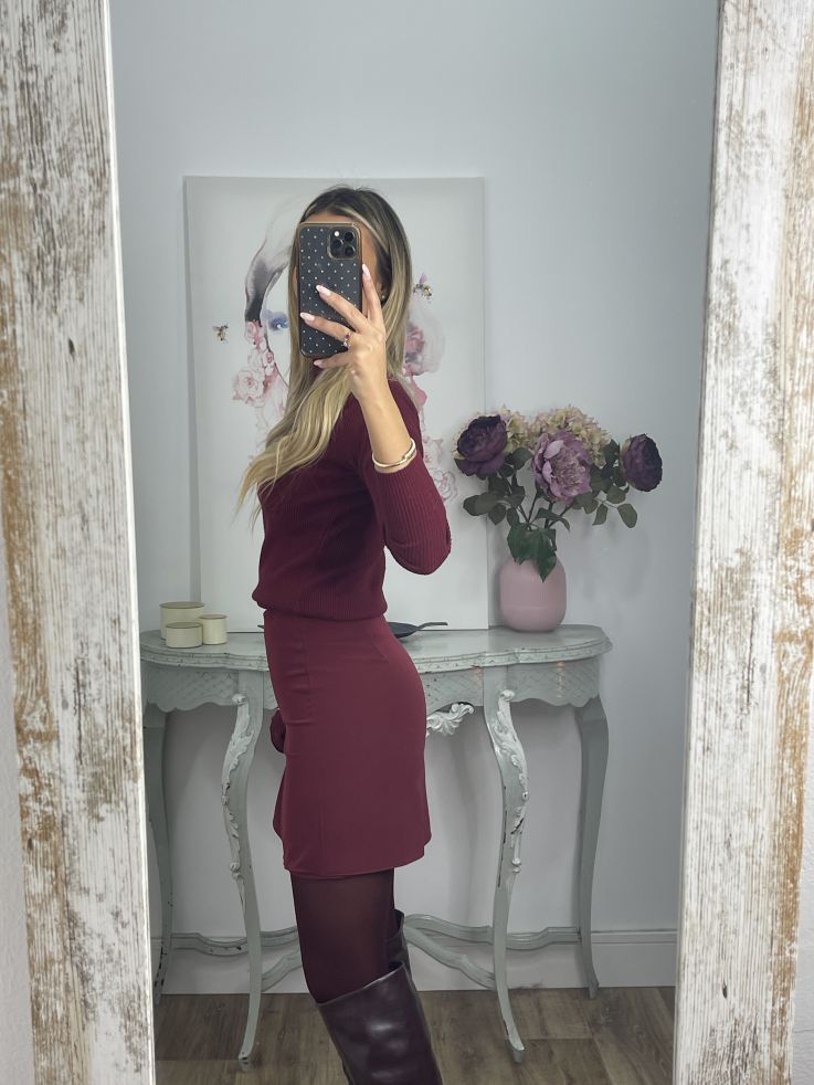 Falda pantalón flores burdeos