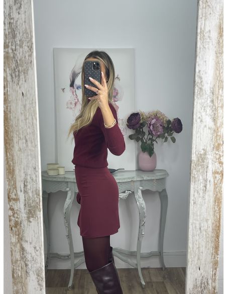 Falda pantalón flores burdeos