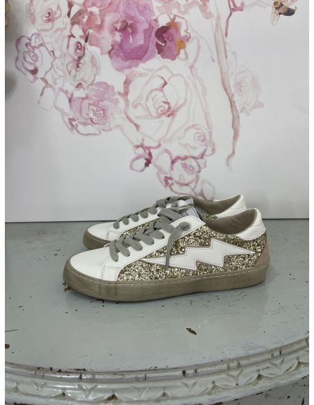 Zapatillas rayo gliter dorado