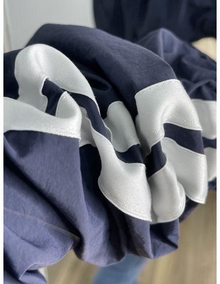 Gabardina combinada beige manga color azul