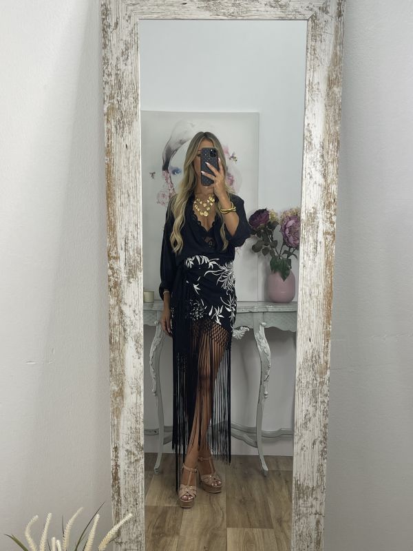 Falda pantalón bordados con flecos