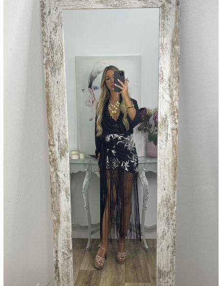 Falda pantalón bordados con flecos