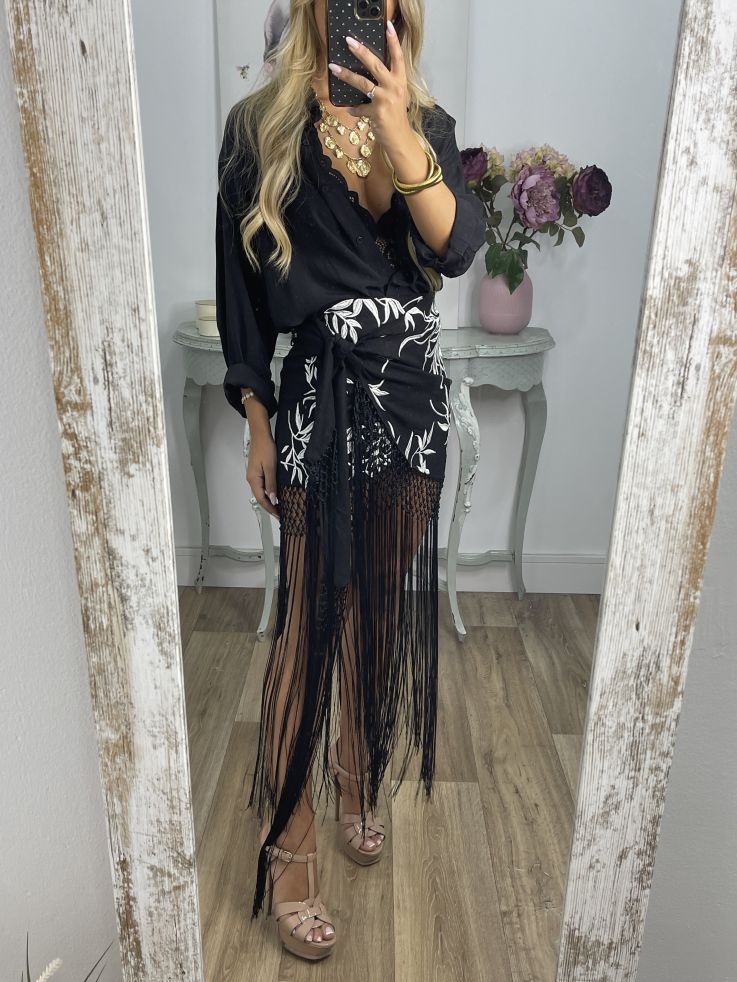 Falda pantalón bordados con flecos