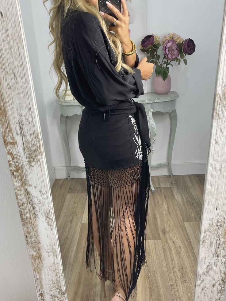 Falda pantalón bordados con flecos