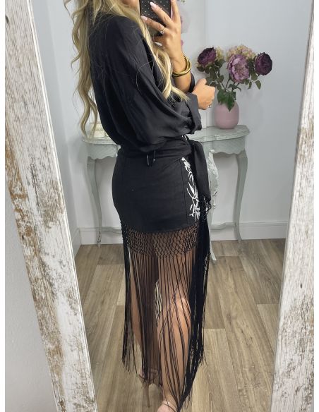 Falda pantalón bordados con flecos