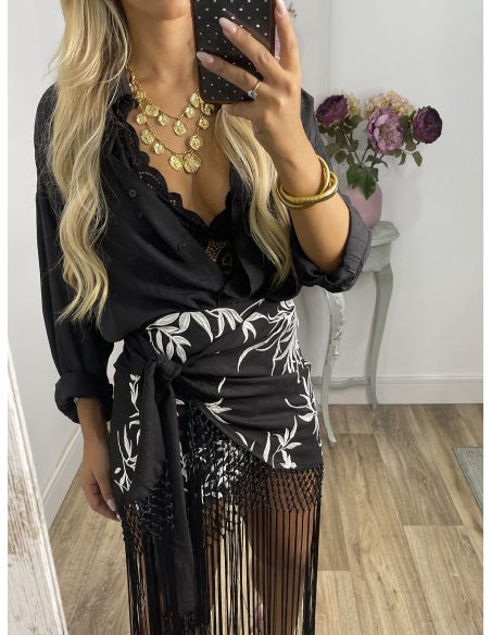 Falda pantalón bordados con flecos