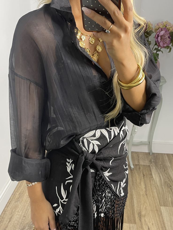 Falda pantalón bordados con flecos