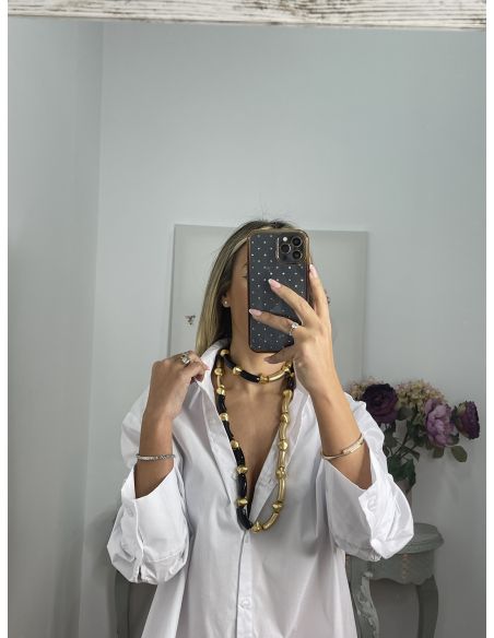 Colgante negro y dorado