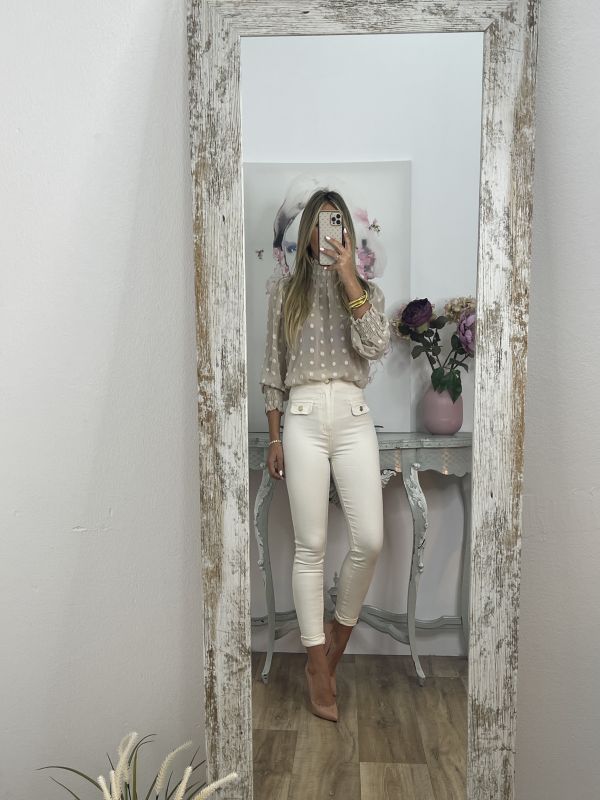 Jeans Rosalia tiro alto vainilla