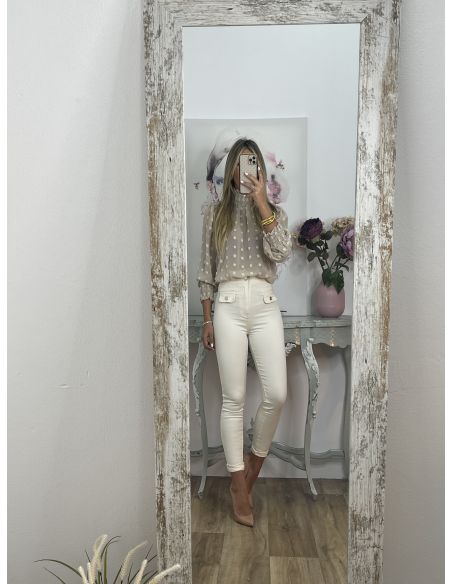 Jeans Rosalia tiro alto vainilla