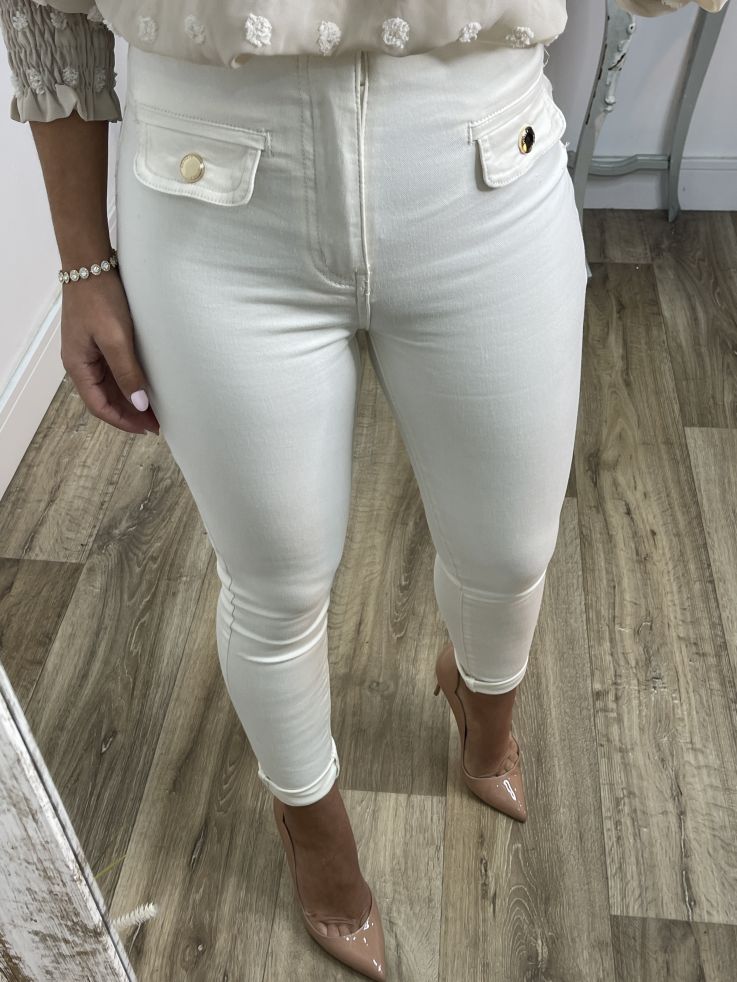 Jeans Rosalia tiro alto vainilla