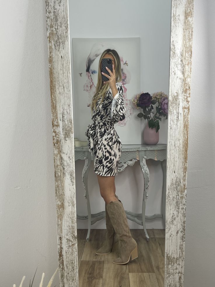 Vestido tipo bata tie dye negro