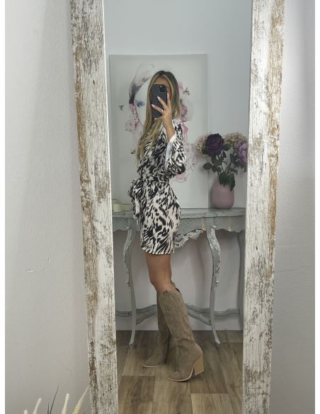 Vestido tipo bata tie dye negro