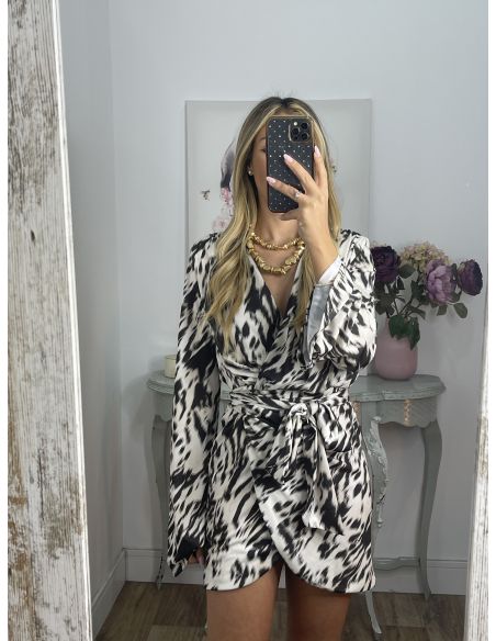 Vestido tipo bata tie dye negro