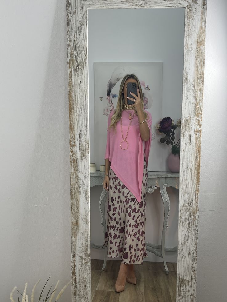 Poncho de punto rosa