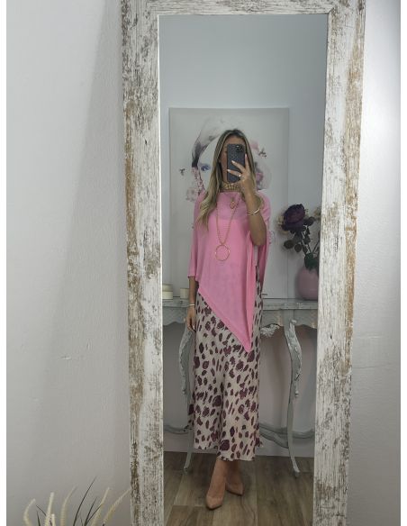 Poncho de punto rosa