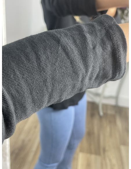 Camiseta algodón botones negra