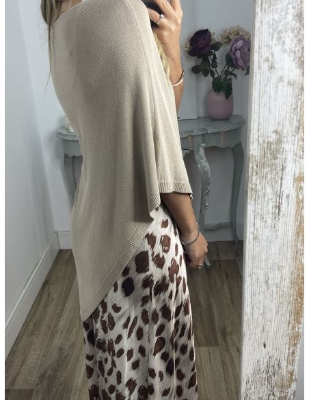 Poncho de punto taupe