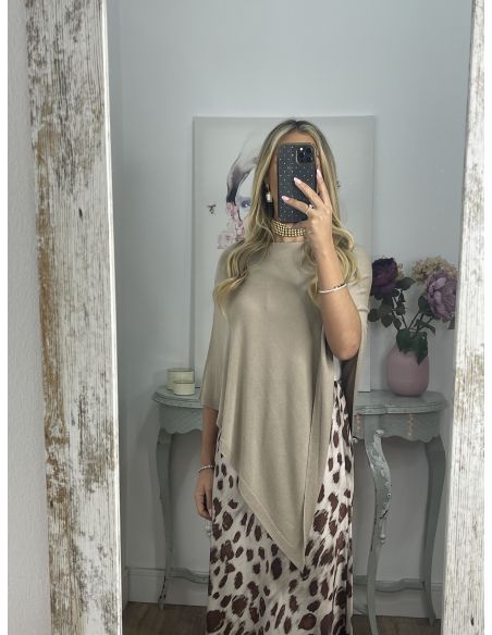 Poncho de punto taupe