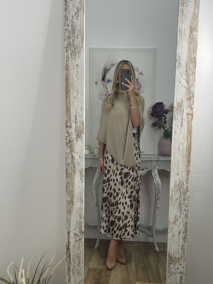 Poncho de punto taupe