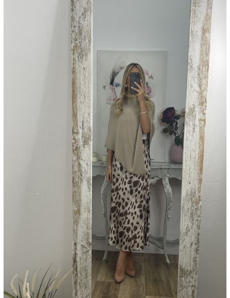 Poncho de punto taupe