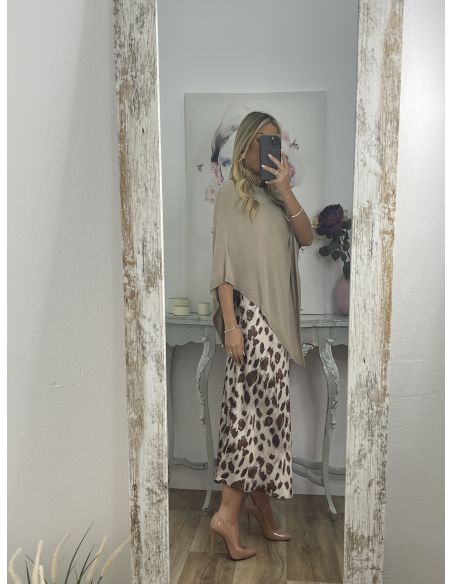 Poncho de punto taupe