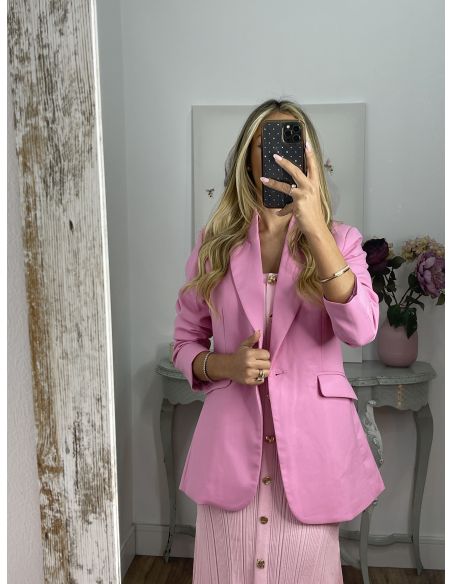 Chaqueta entallada rosa