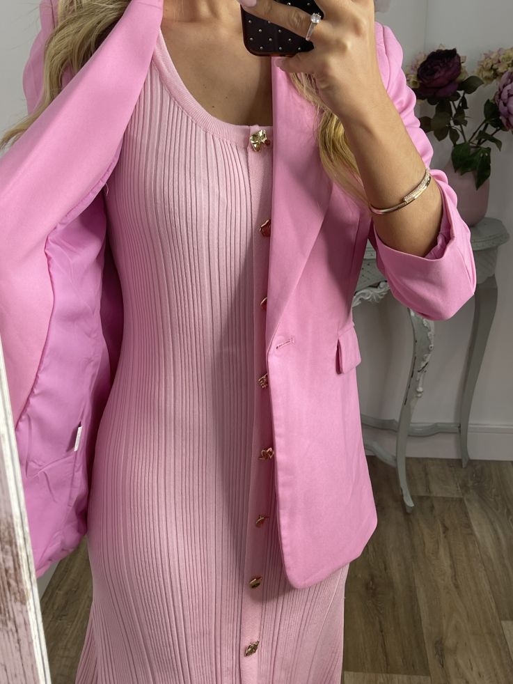 Chaqueta entallada rosa