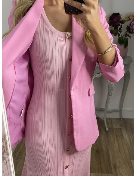 Chaqueta entallada rosa