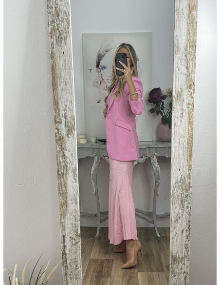 Chaqueta entallada rosa