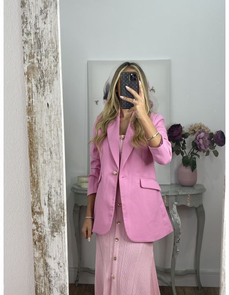 Chaqueta entallada rosa
