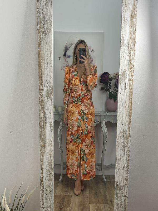 Vestido Donna flores naranja