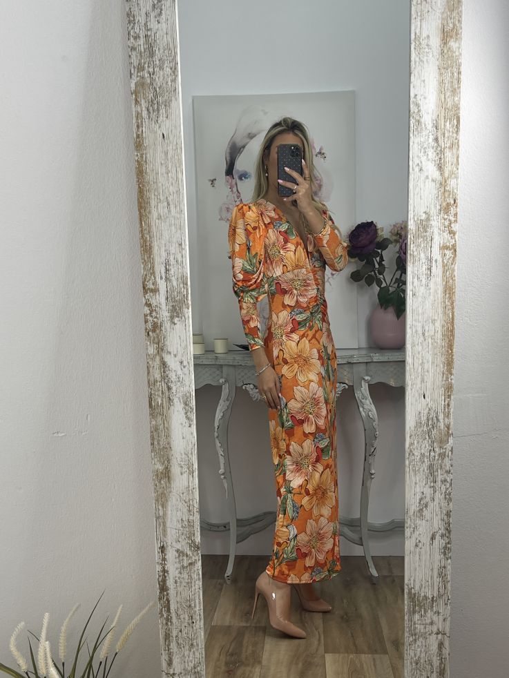 Vestido Donna flores naranja