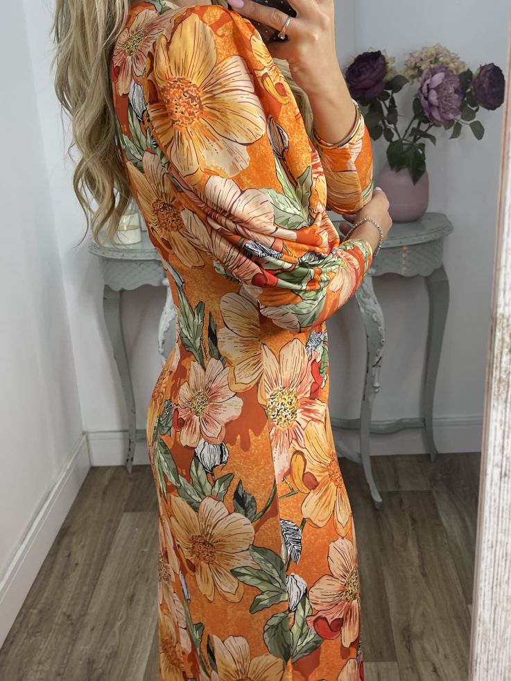 Vestido Donna flores naranja