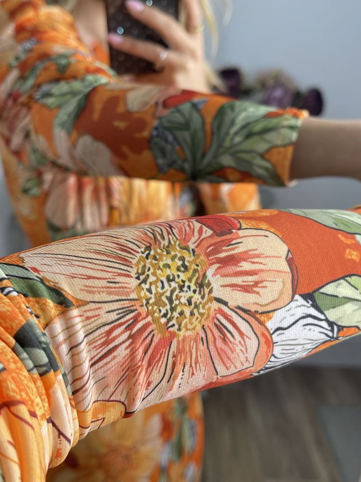 Vestido Donna flores naranja