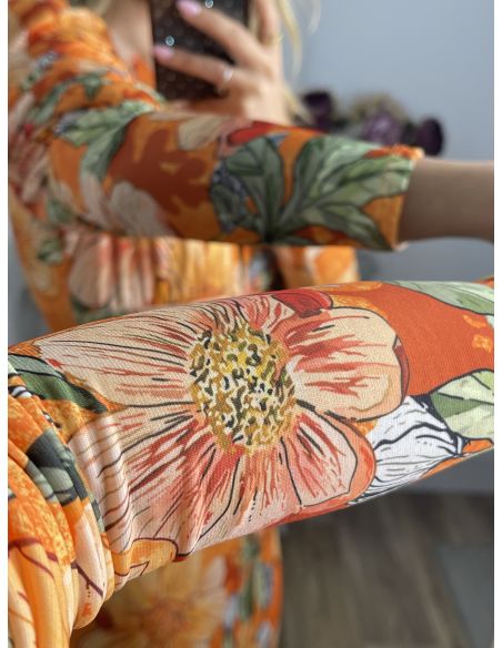 Vestido Donna flores naranja