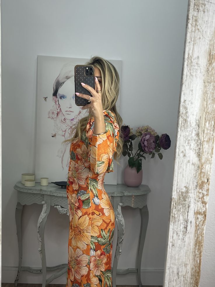 Vestido Donna flores naranja